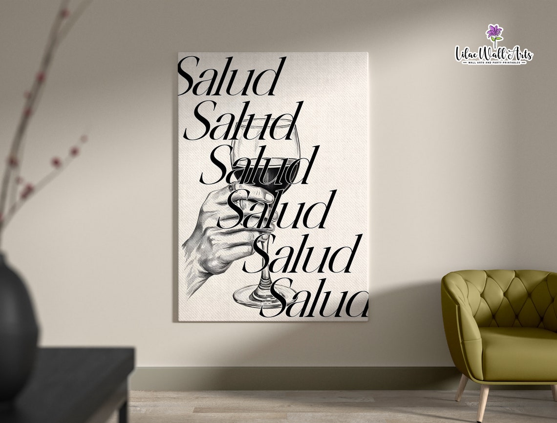 Salud Poster Cheers Wall Art Bar Art Eat Drink Cheers Sign Cheers Glasses Print Happy Hour Print Cheers Art Print Aesthetic Bar Cart