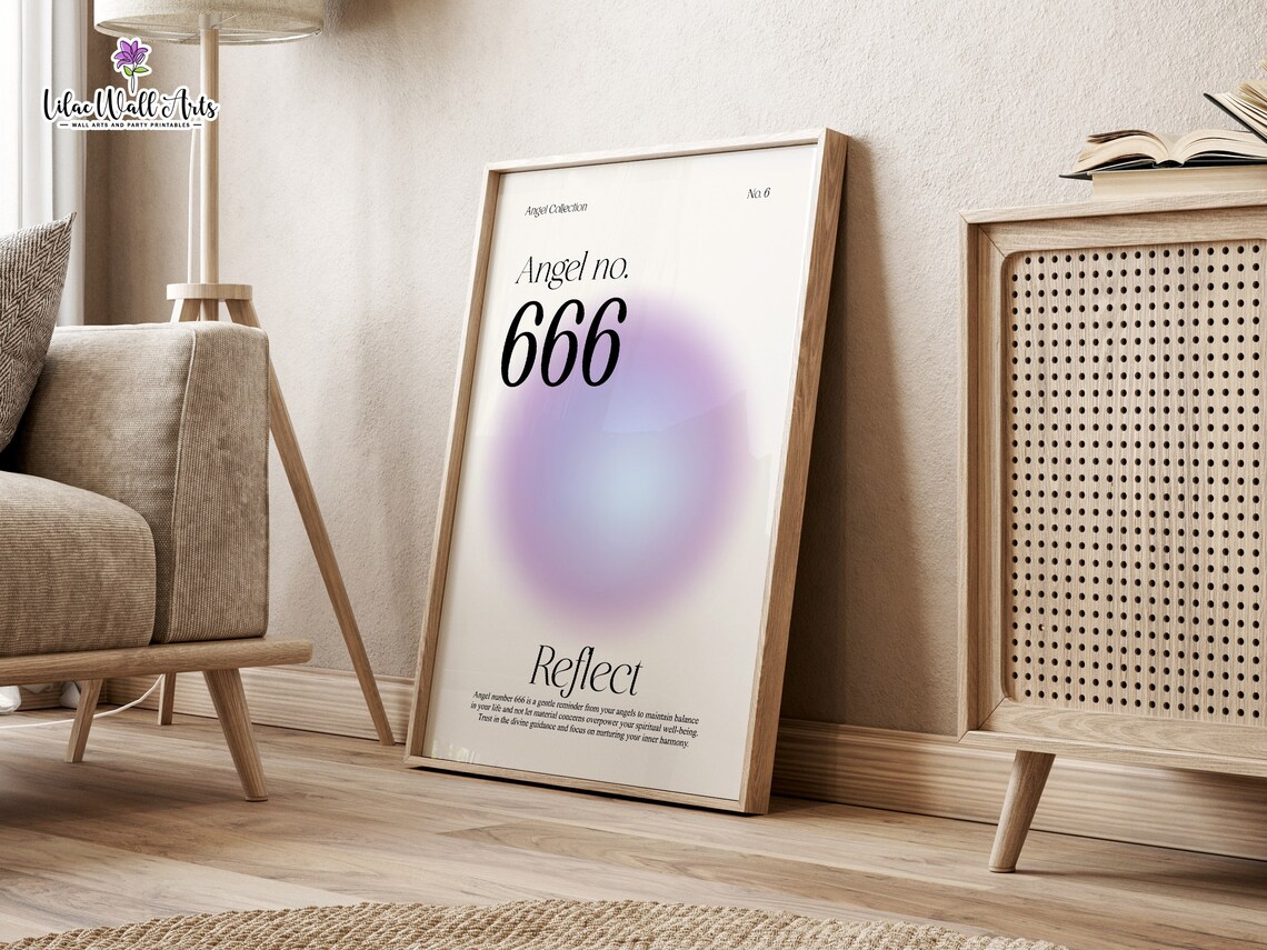Angel Number 666 Reflect Purple Aura Inner Harmony Spiritual Poster - Image 5