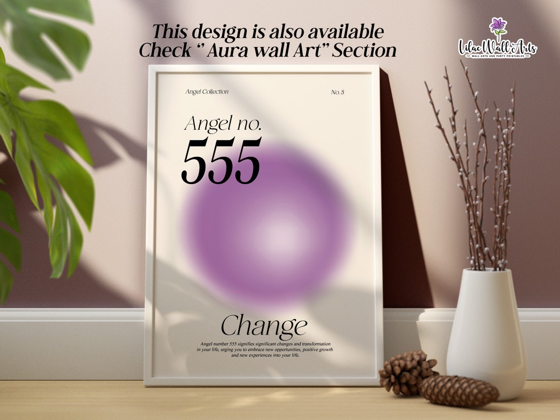 555 Angel Number 555 Manifest 1234 Angel Number Poster An Angel Number Print Aura Print Custom Angel Numbers 111 222 333 444 Angelic - Image 2