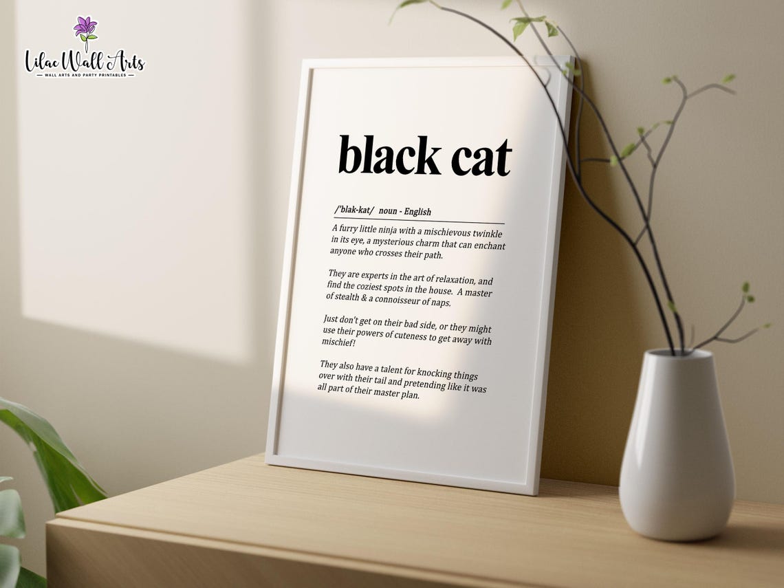 Black Cat Definition Funny Cat Lover Dictionary Typography Poster - Image 4