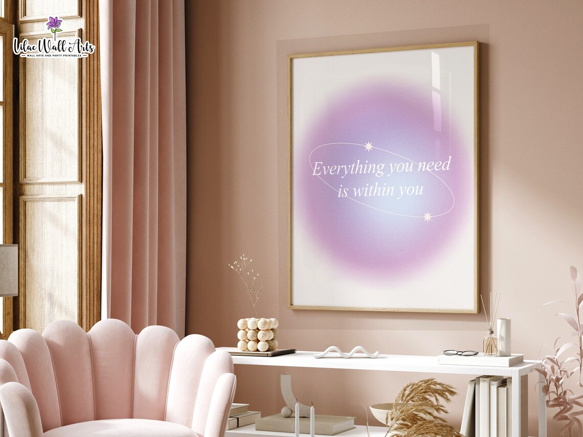 Everything You Need Is Within You Purple Aura Affirmation Quote Poster - Image 4