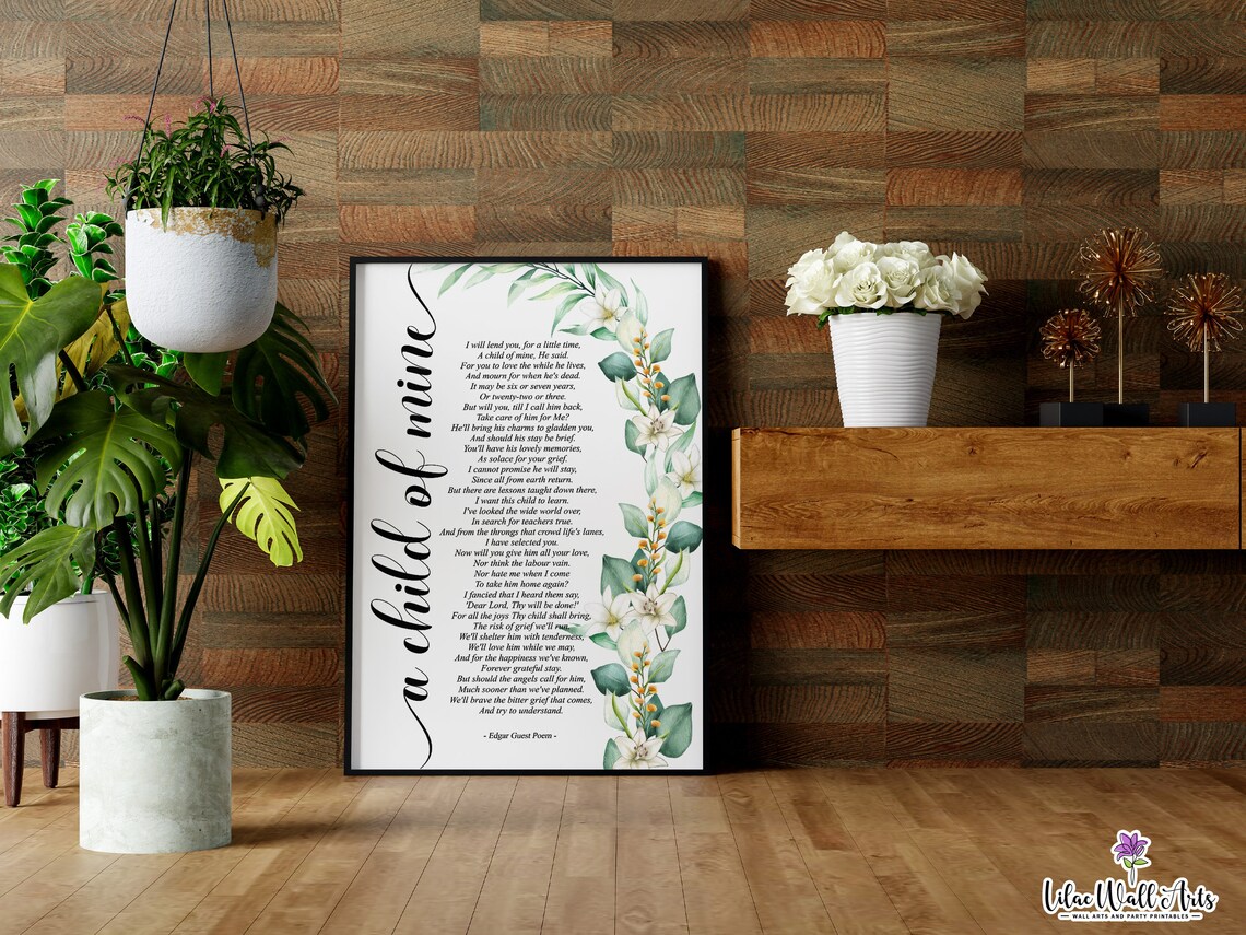 A Child of Mine Edgar Guest Poem Sympathy Memorial Gift Poster - Image 4