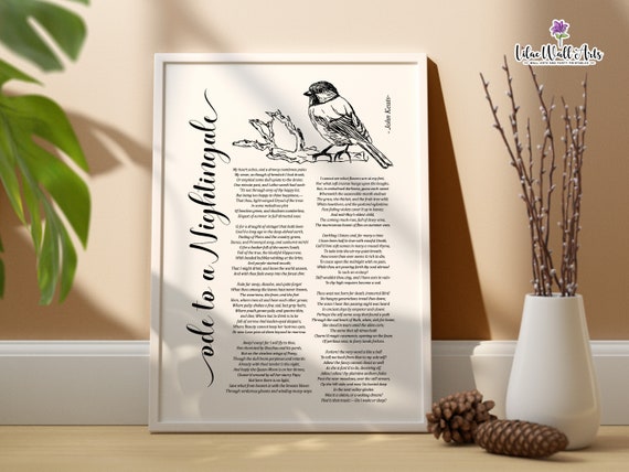 Ode To Nightingale Art John Keats Quotes Poem Art Print Poem Literature Poster Poem Poster Poem Gift Famous Writer Poster Poetry Art