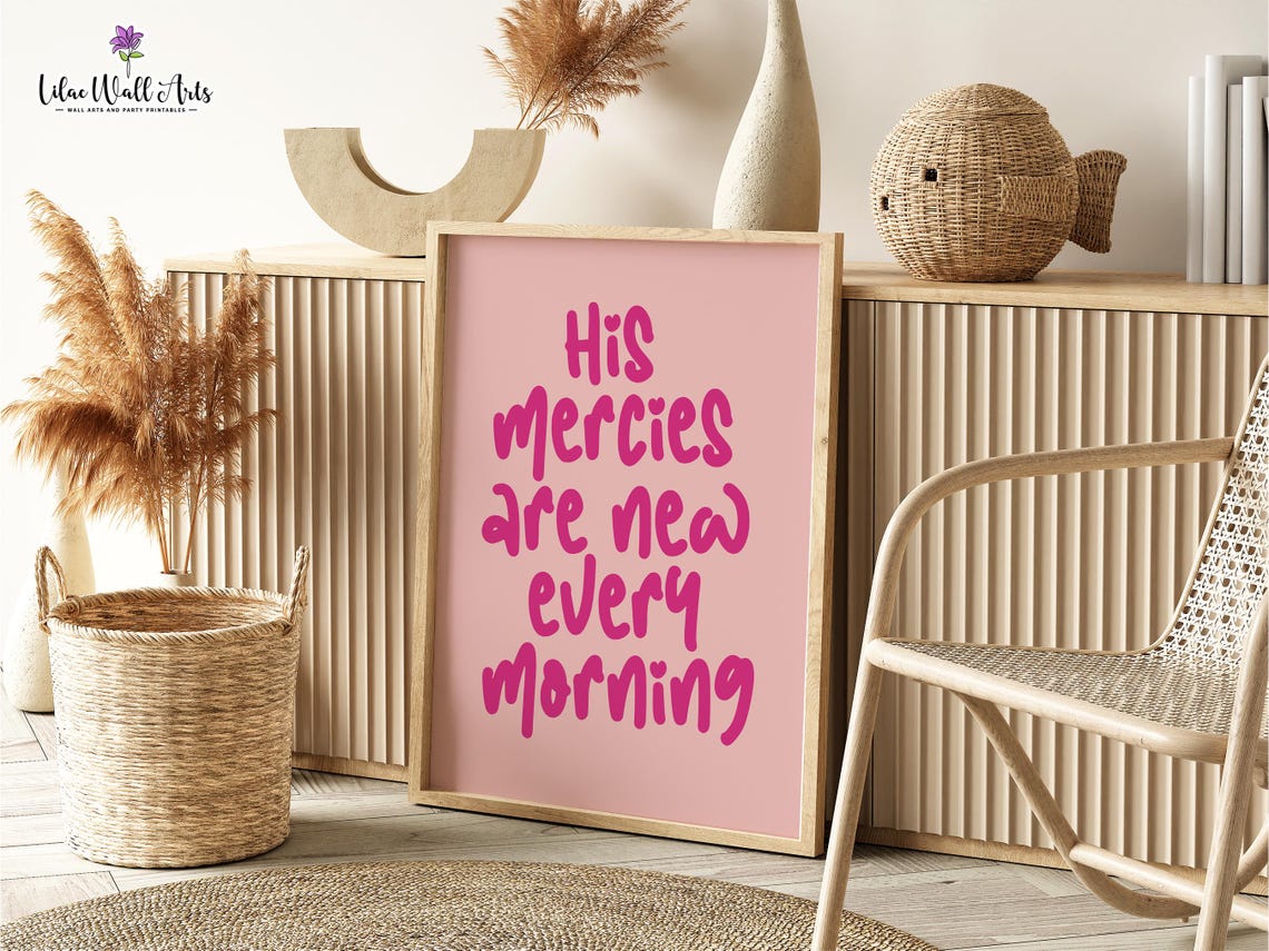 Lamentations 3 Girly Christian Wall Art Pink Baby Christening Gift Girl Christian Dorm Wall Art Aesthetic Christian Art Cool Retro Christian - Image 2