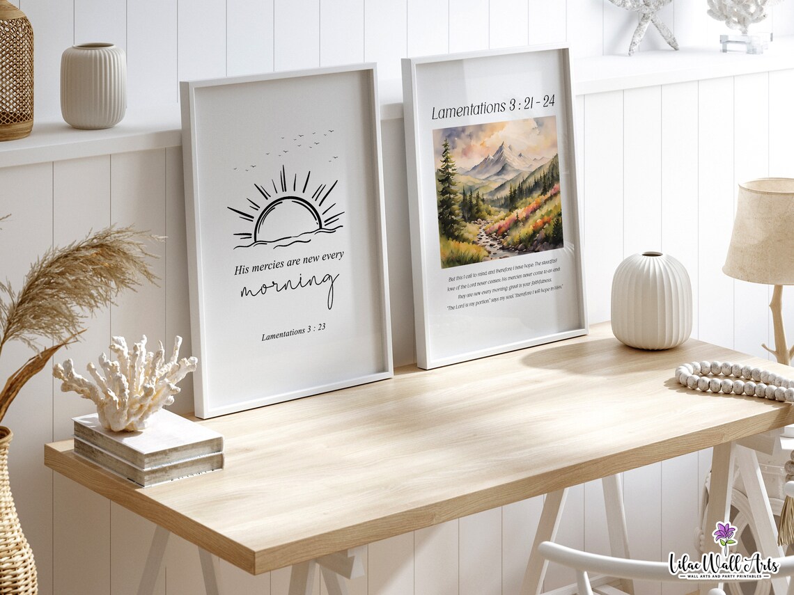 His Mercies Are New Every Morning Lamentations 323 Leaf Line Poster - Image 4