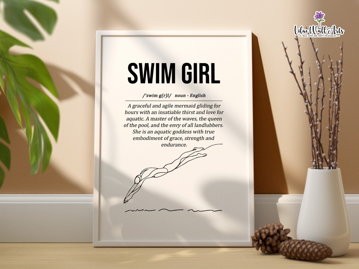 Swim Girl Definition Art, Sports Team Print