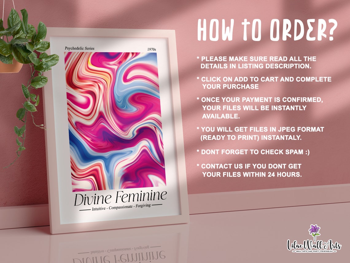 Divine Feminine Psychedelic 1970s Marble Swirl Retro Art Poster - Image 3