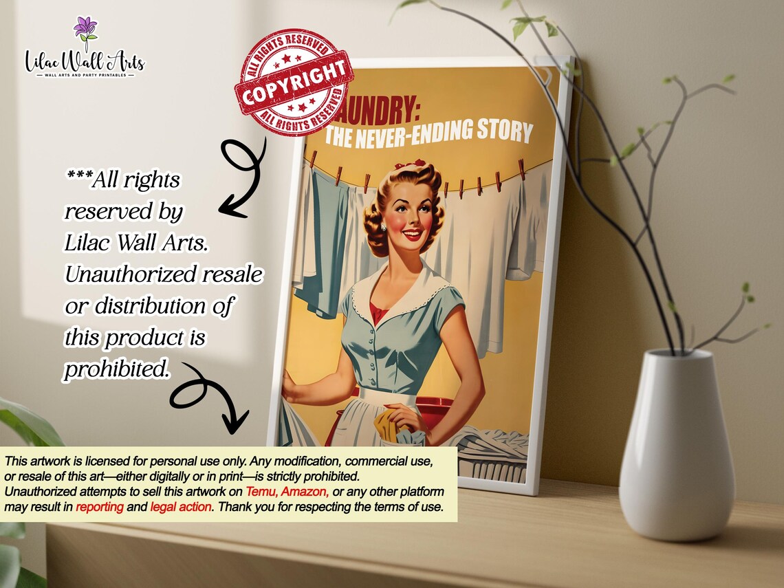 Retro Laundry Room Decor, Funny Woman Poster - Image 3