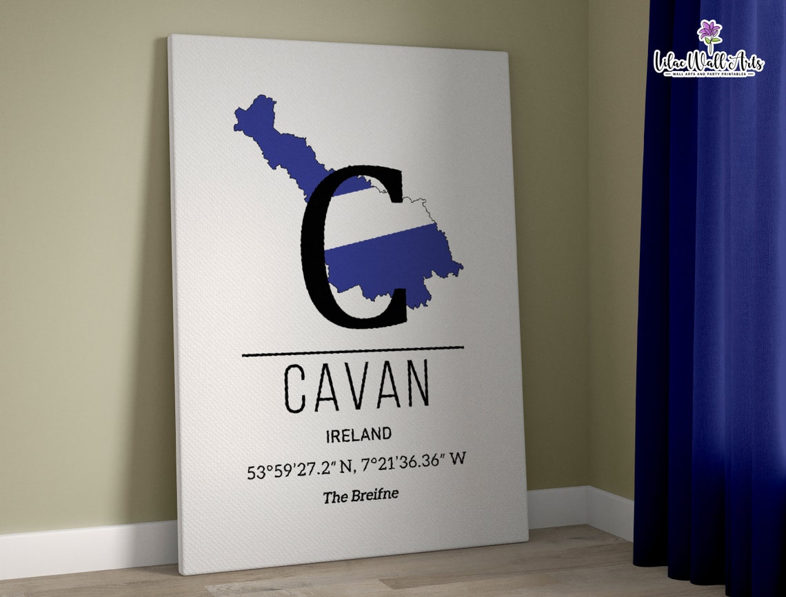 County Cavan Map The Breifne Blue White Monogram Travel Poster - Image 2