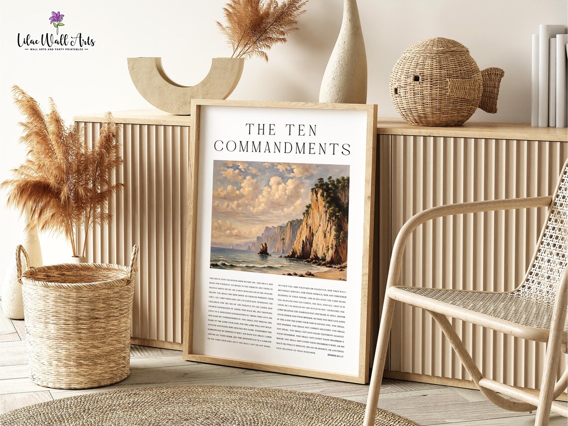 The Ten Commandments Christian Art Print, Boho Vintage - Image 2