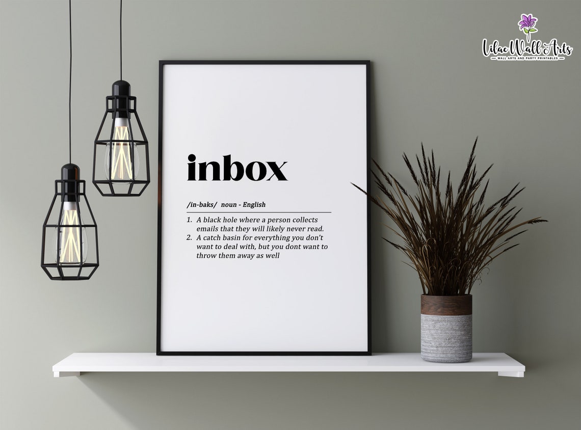 Inbox Funny Email Dictionary Definition Print for Office Wall