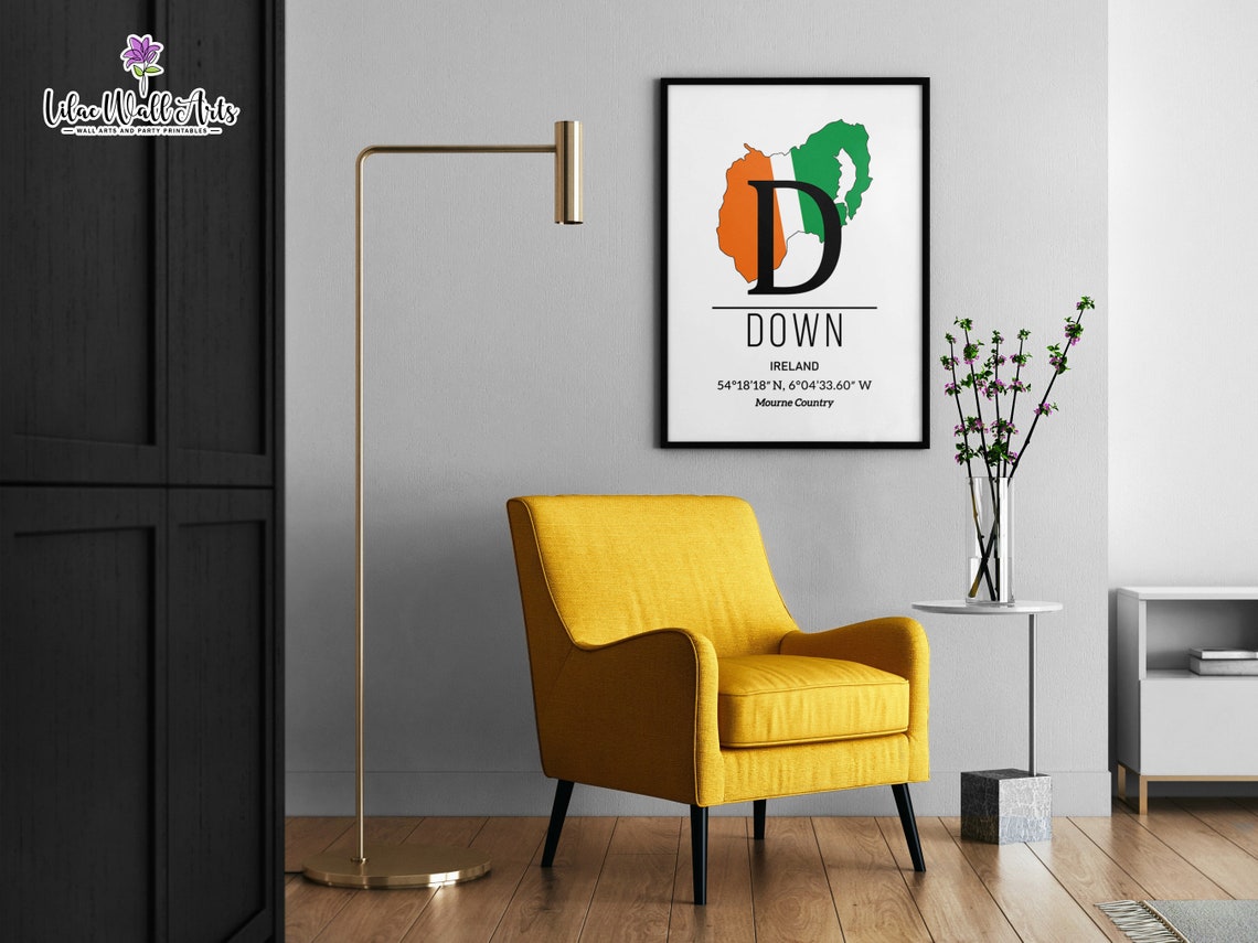 Irish County Down Ireland Print Counties Of Ireland Wall Art Ireland Gifts Ireland Art Ireland Map Print Irish Map Of Ireland Map - Image 3