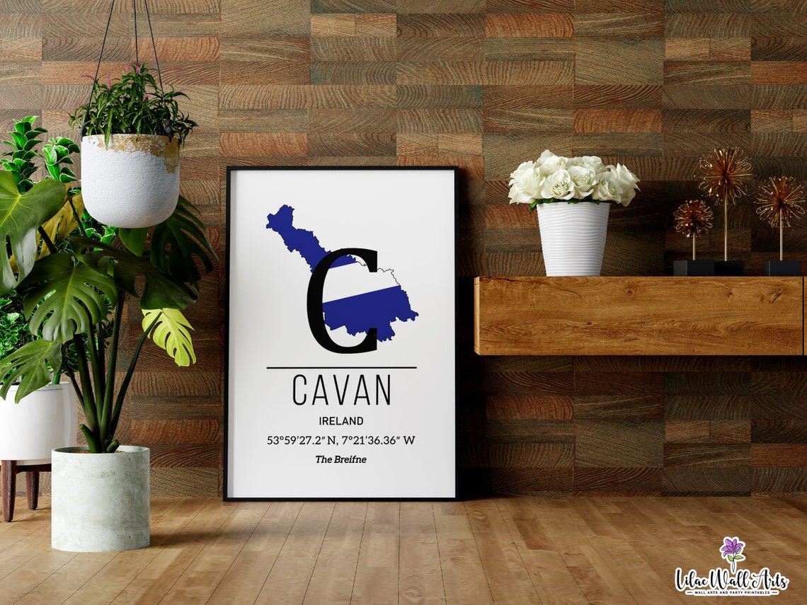County Cavan Map The Breifne Blue White Monogram Travel Poster - Image 4
