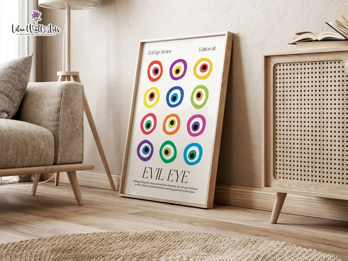 Evil Eye Twelve Colorful Nazar Amulets Grid Maximalist Art Poster - Image 4