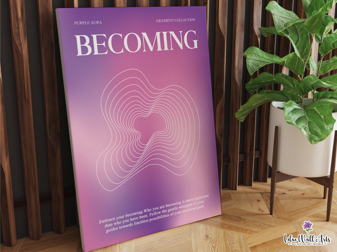 Becoming Purple Aura Contour Line Art Spiritual Growth Quote Poster