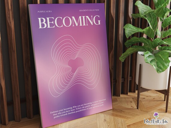 Becoming Purple Aura Contour Line Art Spiritual Growth Quote Poster