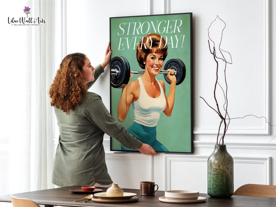 Exercise Poster Gym Wall Art Print Workout Poster Gym Art Print Fitness Poster Gym Sign 1950s Wall Dcor Home Gym Dcor Fitness Print - Image 4