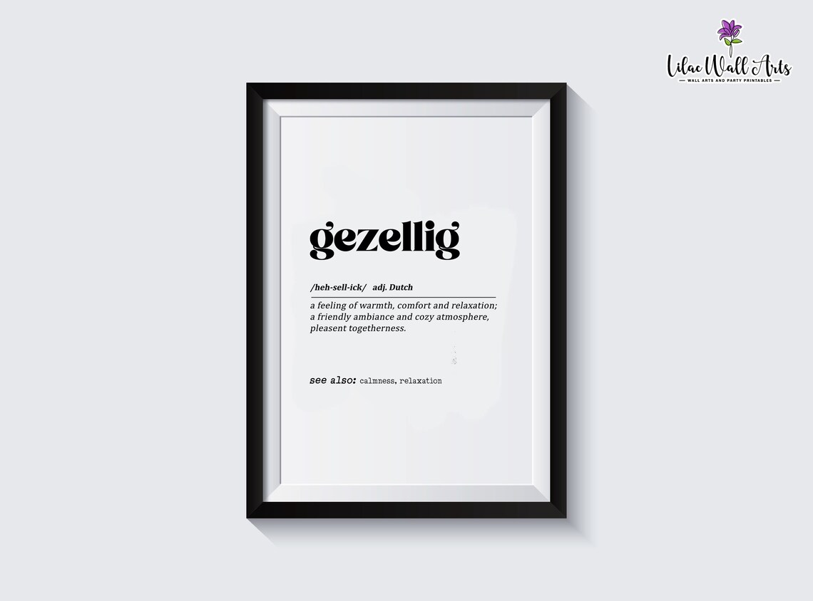 Gezellig Definition Art Print, Dutch Wall Art - Image 3