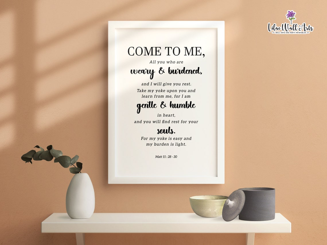 Come To Me Matthew 11:28-30 Encouraging Christian Scripture Poster - Image 4