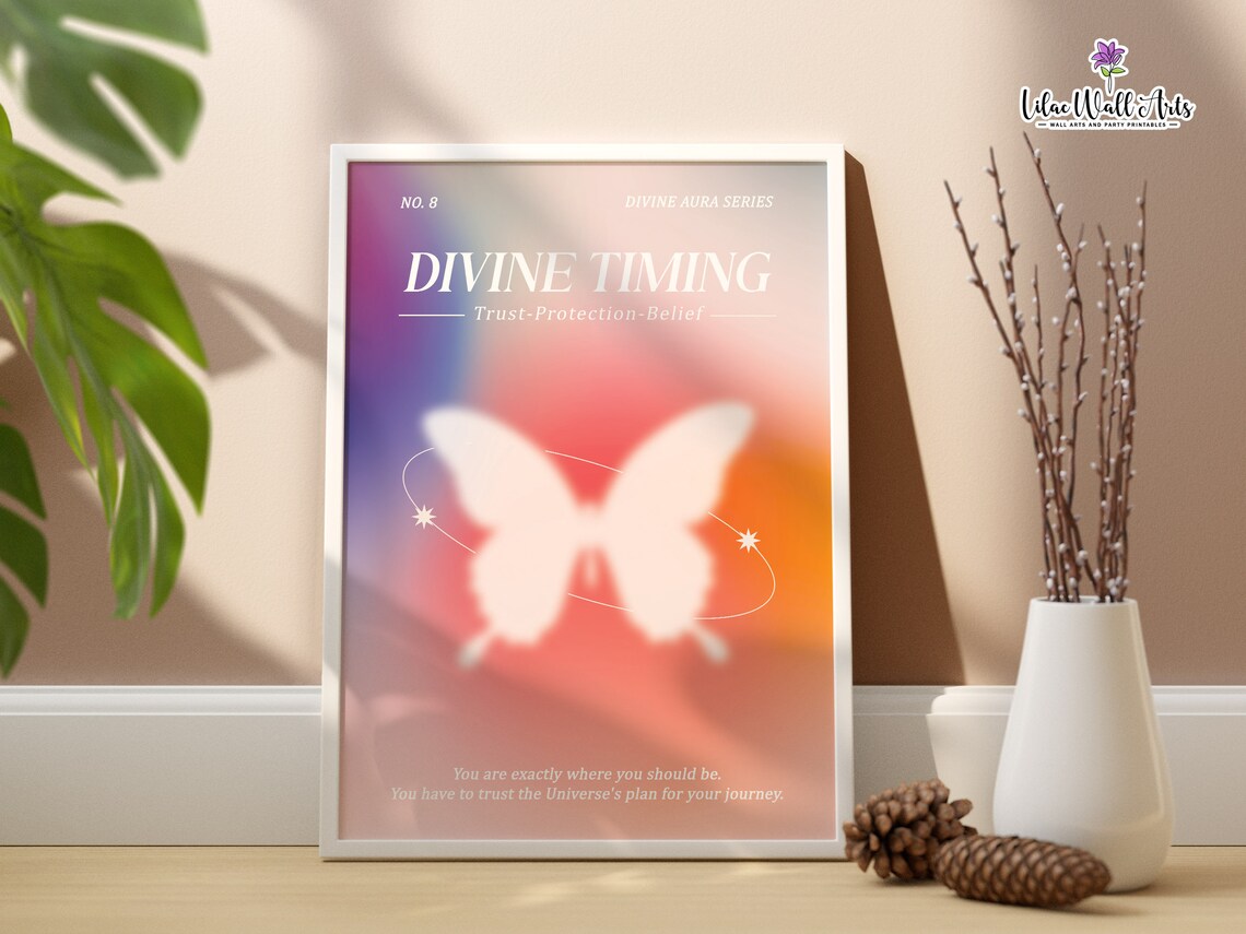 Divine Timing Butterfly Aura Trust Protection Belief Spiritual Poster