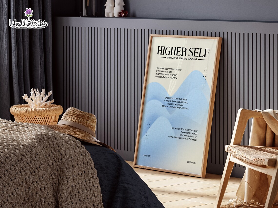 Higher Self Blue Aura Poster Spiritual Consciousness Quote Art - Image 3