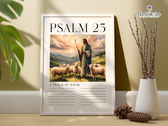 Psalm 23 Wall Art Lord Is My Shepherd Nkjv Jesus Christ Print Jesus Portrait Psalm Poster Psalm 23 Jesus Wall Dcor