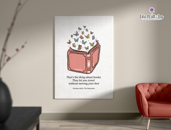 Book Butterflies Reading Quote Jhumpa Lahiri Bookish Art Poster