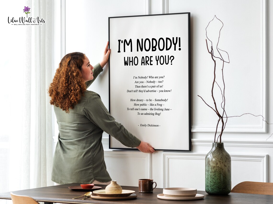 Im Nobody Who Are You Emily Dickinson Playful Poem Canvas Art Poster - Image 2