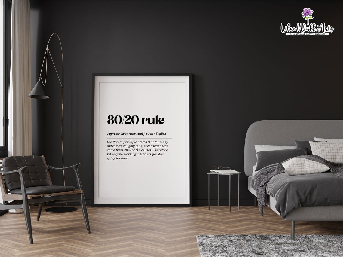 80 20 Rule Pareto Principle Funny Office Dictionary Wall Print - Image 5