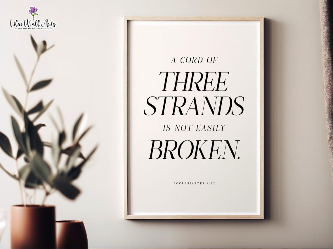 A Cord Of Three Strands Ecclesiastes 4:12 Wedding Verse Poster Art