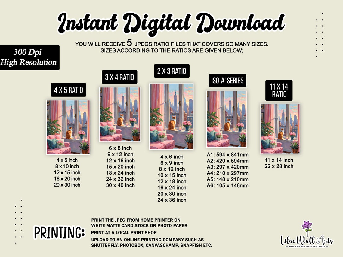 Orange Cat Window City Skyline Sunset Cozy Apartment Art Poster - Image 2