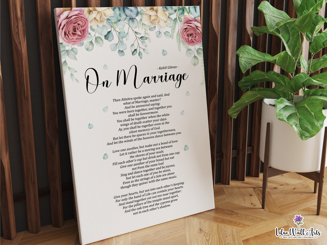 On Marriage Kahlil Gibran Timeless Wedding Floral Poetry Art Poster - Image 6
