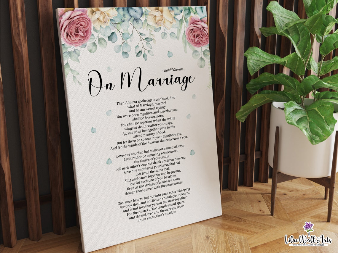 On Marriage Poem Print Kahlil Gibran Poem Wall Art Poetry Print Bedroom Wall Dcor Marriage Quotes The Art Of Marriage Love Poem For Him - Image 6