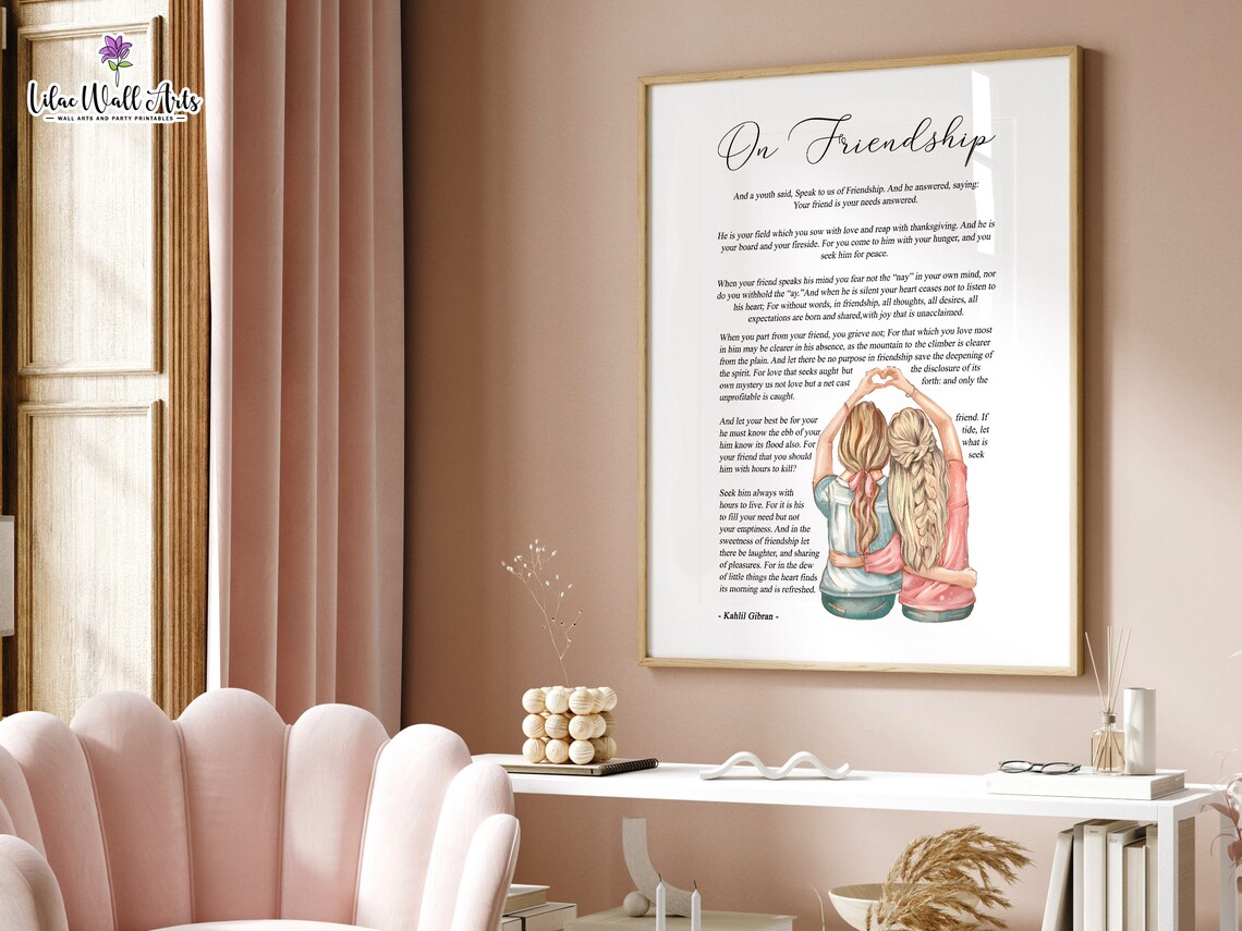 On Friendship Kahlil Gibran Poem Best Friend Gift Illustration Poster - Image 5