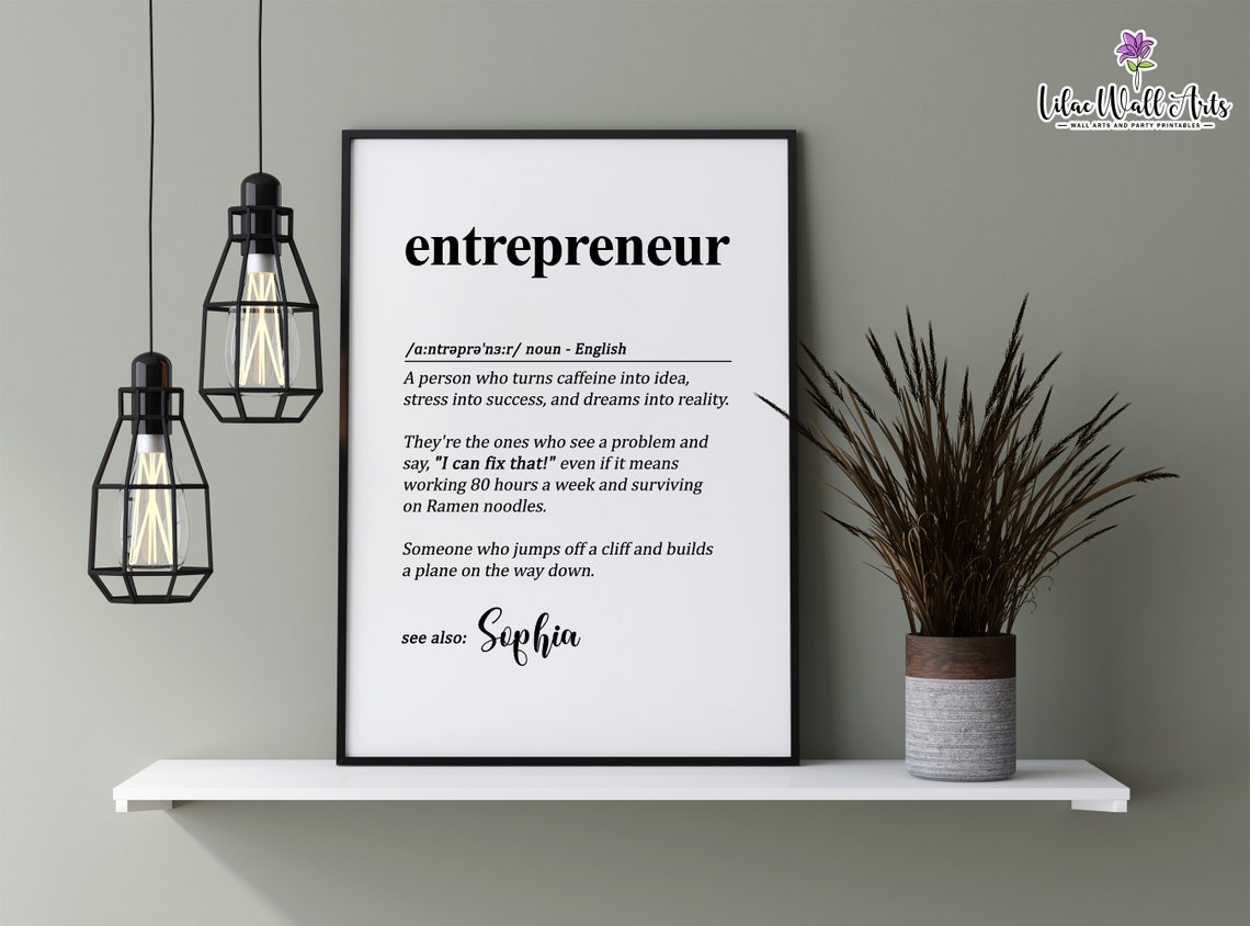 Entrepreneur Personalized Custom Name Definition Dictionary Style Wall Print - Image 2