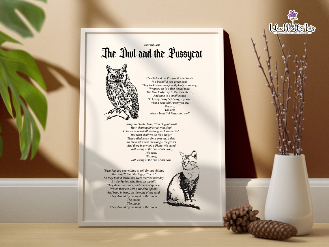 The Owl And The Pussycat Poem Art Print, Edward Lear - Image 6