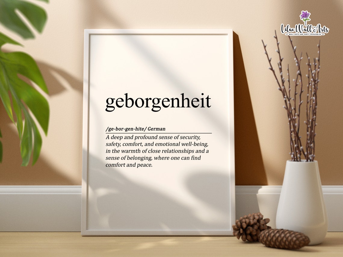 Geborgenheit German Definition Security Belonging Comfort Art Poster