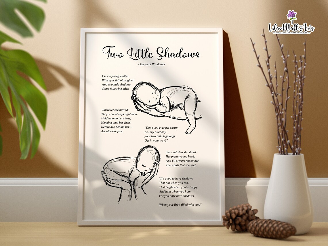 Two Little Shadows Margaret Widdemer Mother Poem Poster Baby Art - Image 4