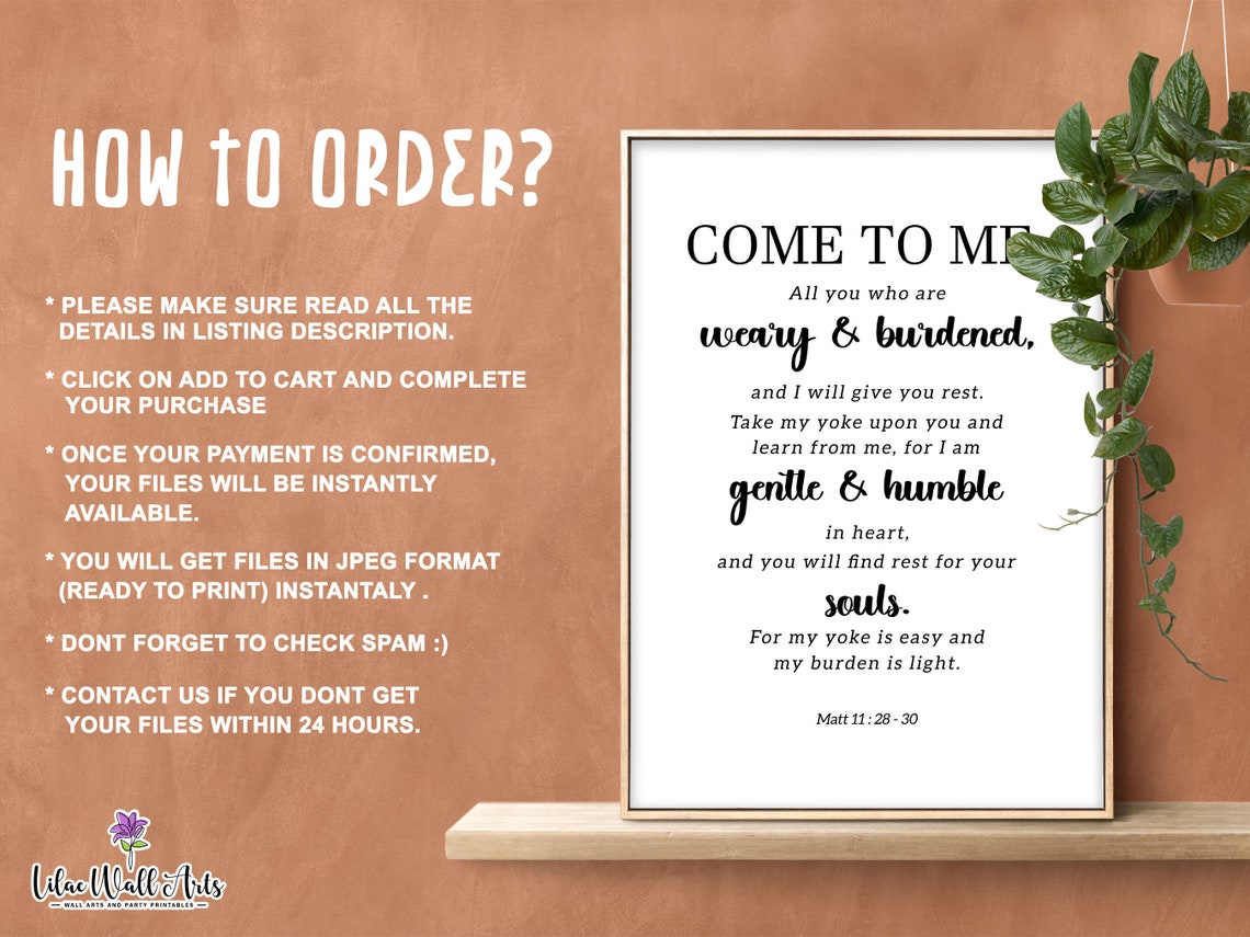 Come To Me Matthew 11:28-30 Encouraging Christian Scripture Poster - Image 3