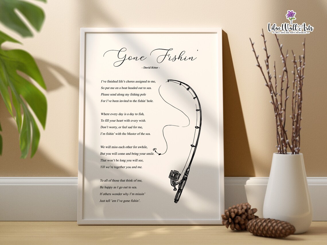 Gone Fishing Bereavement Poem Memorial Wall Art