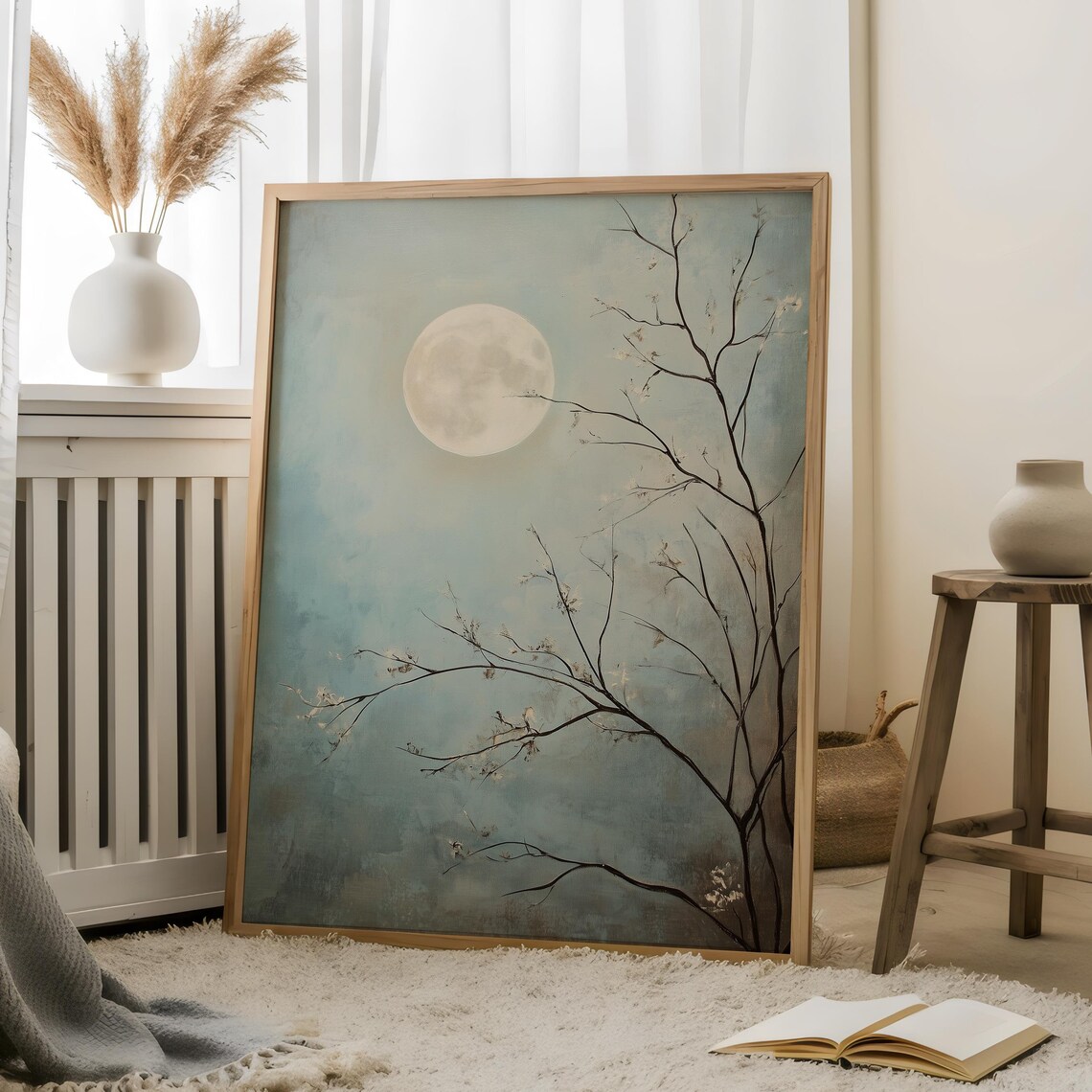 Full Moon Through The Trees, Celestial Wall Art Print