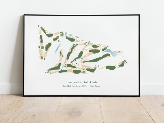 Golf Map Gift Wall Art For Him Her Pine Valley Club Course New Jersey Golfer Usa Office