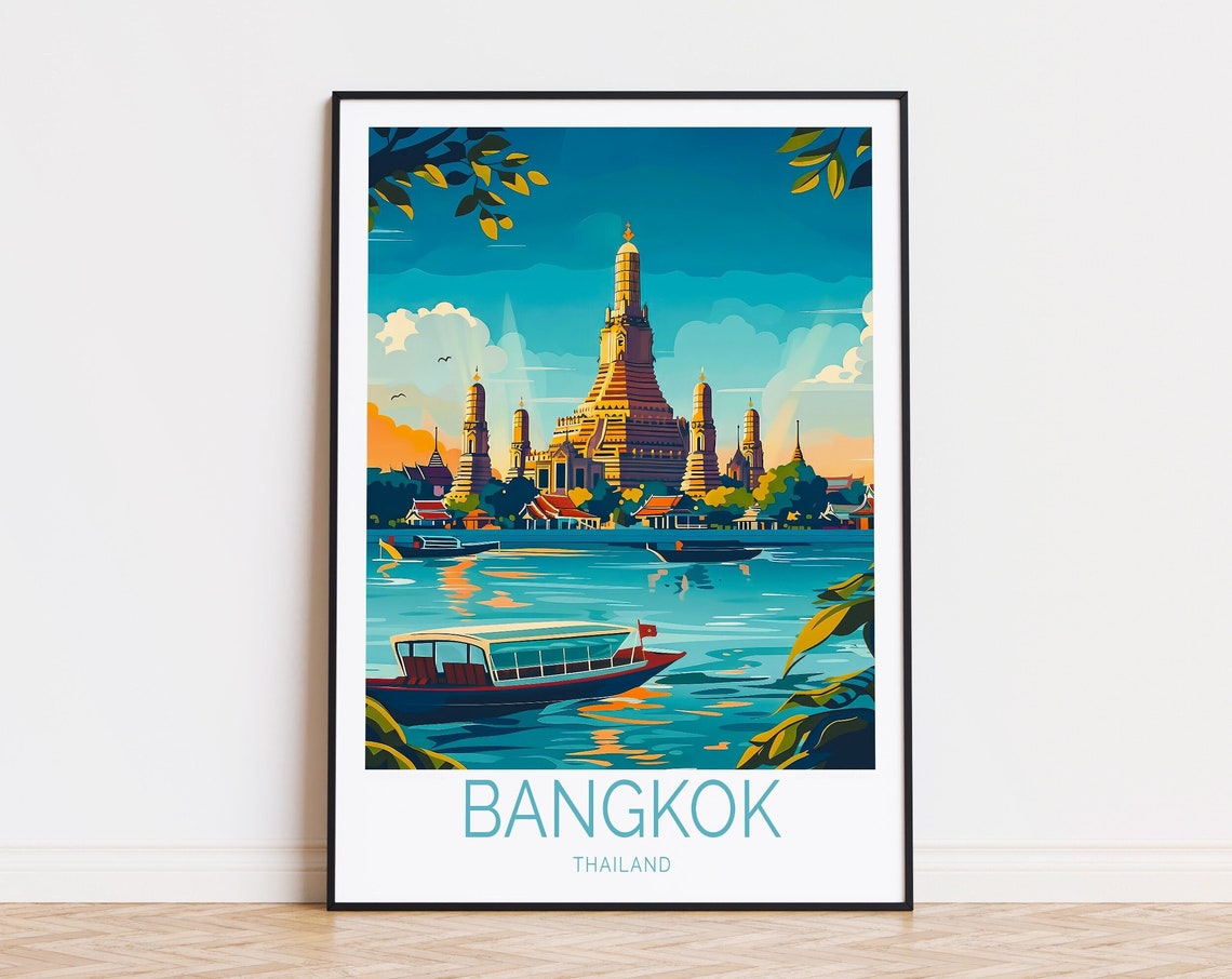 Bangkok Poster Bangkok Thailand Wall Art Thailand City Print Bangkok Birthday Gifts Personalised Travel Print