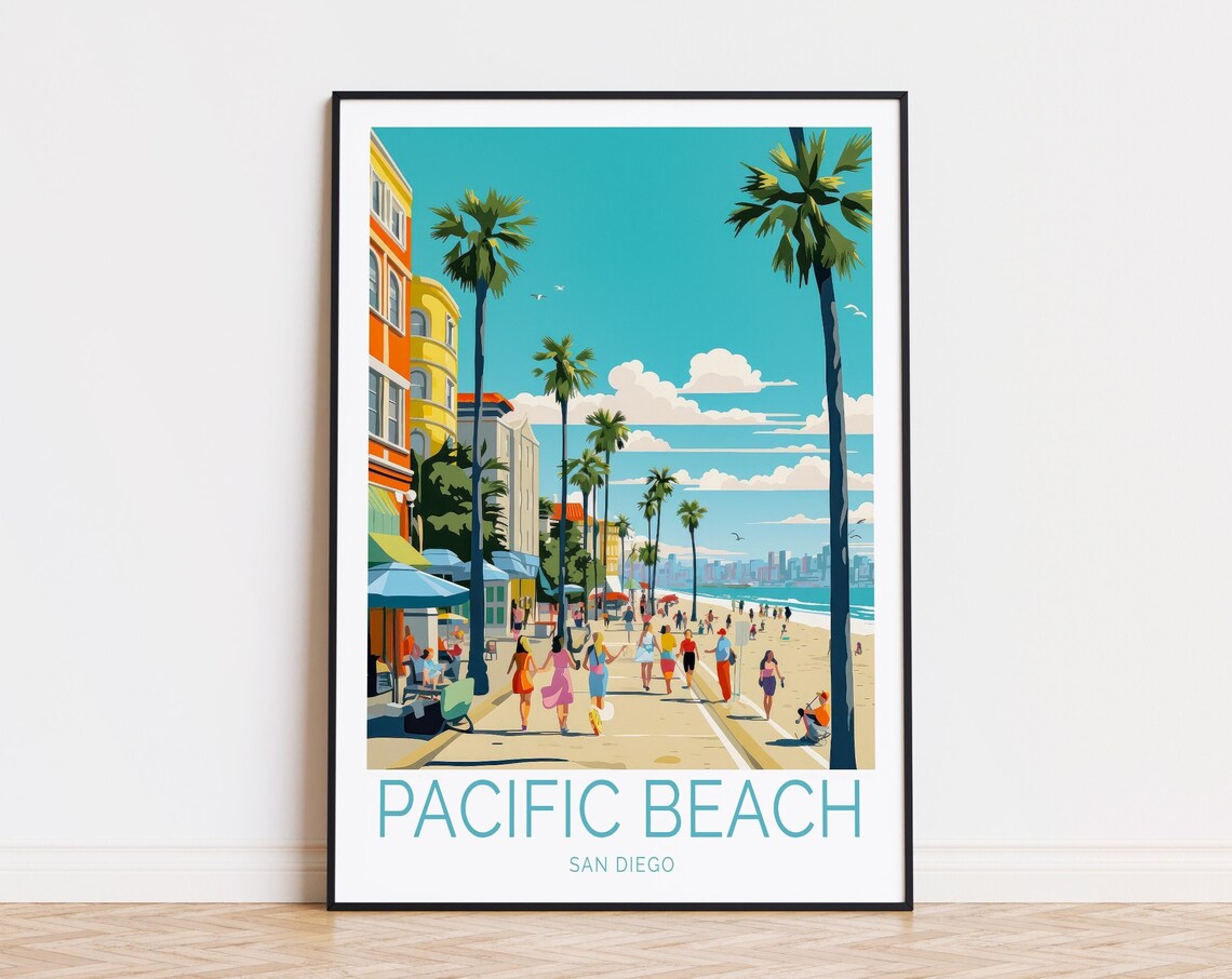 Pacific Beach San Diego Travel Poster Art Print