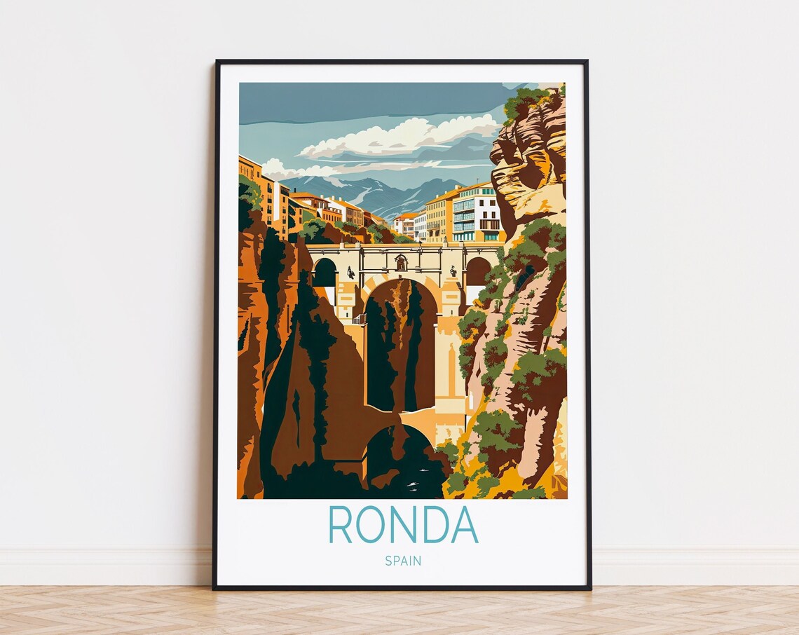Ronda Spain Puente Nuevo Bridge Deep Gorge Andalusia Travel Poster