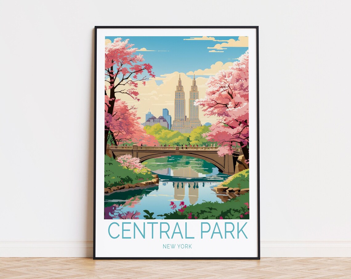 Central Park Travel Poster, New York Travel Poster