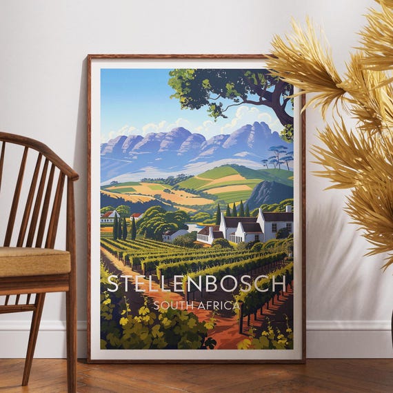 Stellenbosch Travel Print South Africa Poster Wall Art Stellenboschafrica