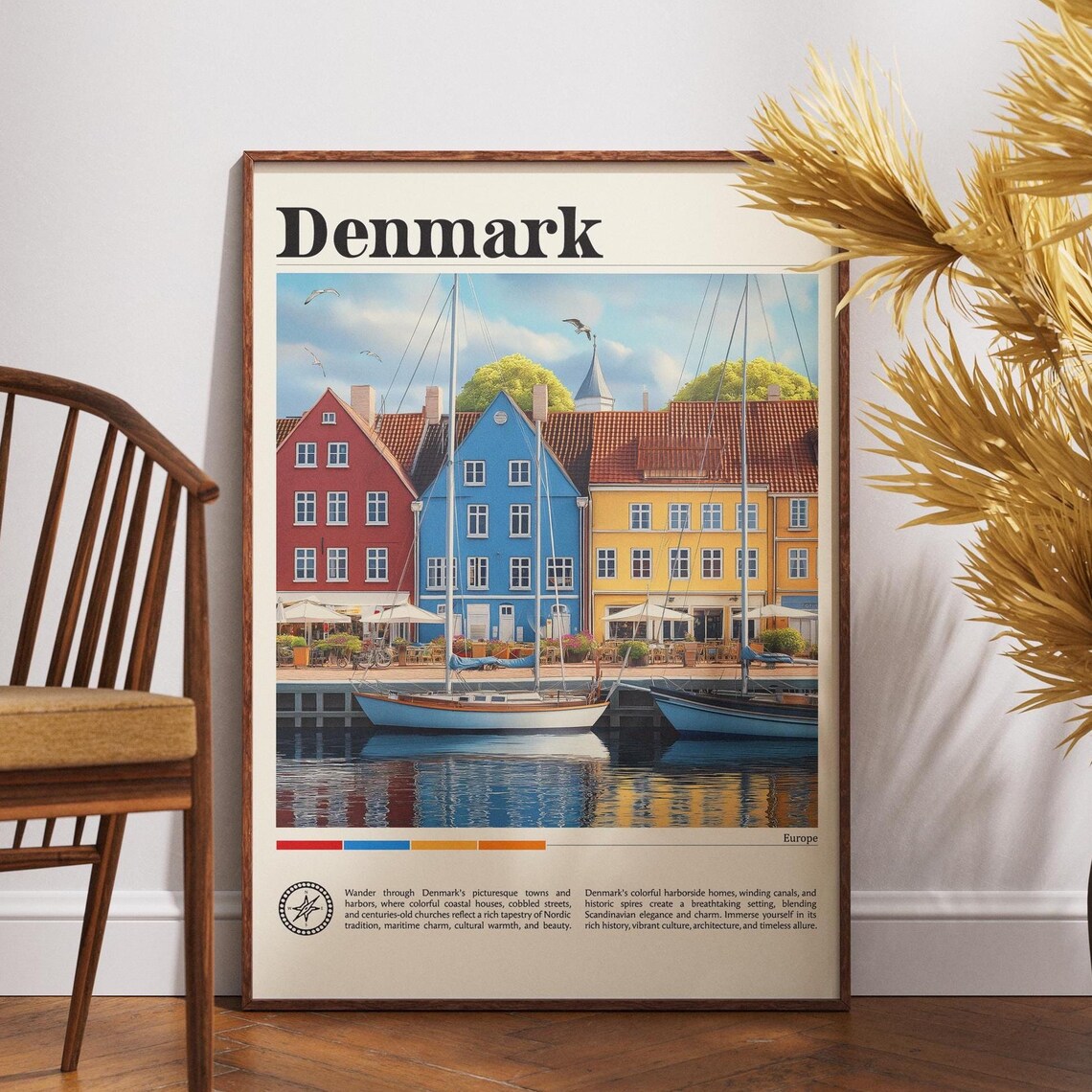 Denmark Europe Nyhavn Style Harbor Colorful Houses Travel Poster