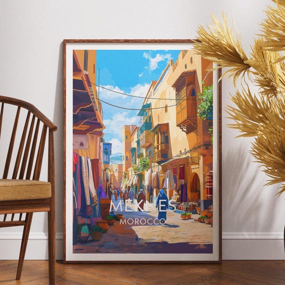 Meknes Travel Print Morocco Poster Wall Art Africa