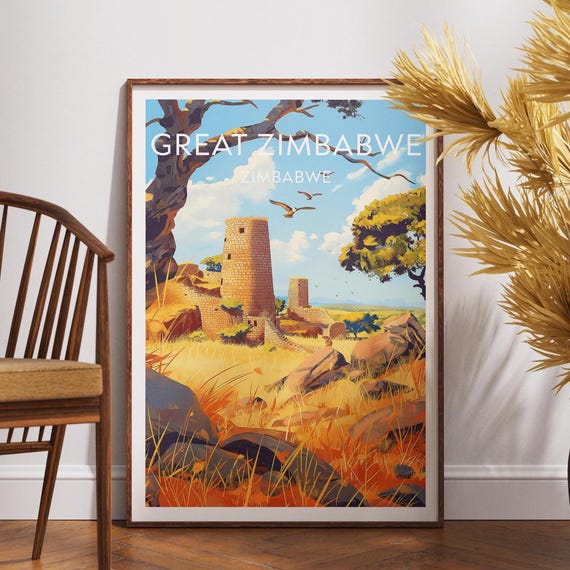 Great Zimbabwe Travel Print Poster Wall Art Africa Masvingo